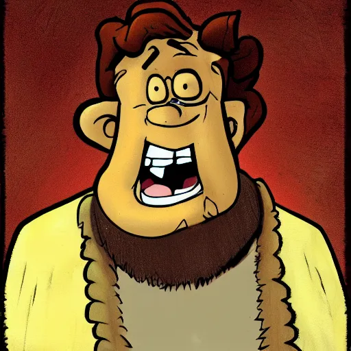 Image similar to fantasy art sketch of fred flintstone as an old curmudgeon