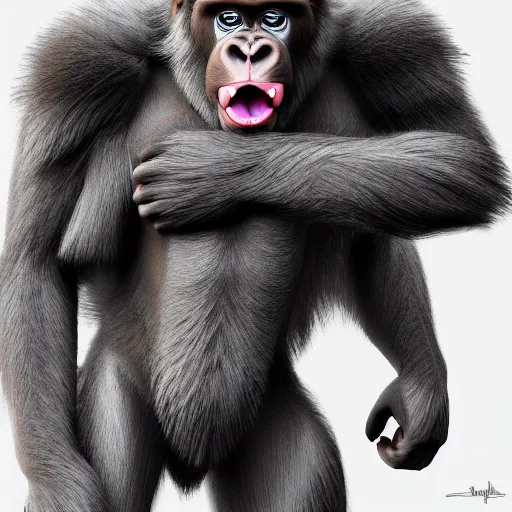 Image similar to fury art, an anthro ape wearing a large cape, exploding background, 3 d, 8 k, extremely detailed, trending on furaffinity, trending on artstation, award winning, sharp focus, illustration
