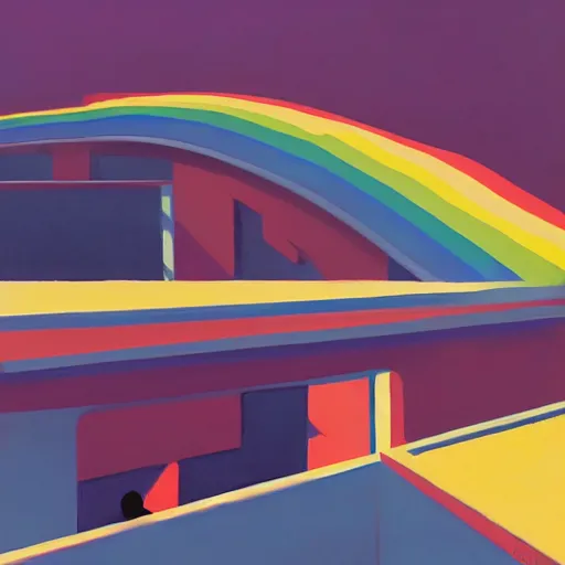 Image similar to 🌈 🎷 abstract music by atey ghailan and edward hopper