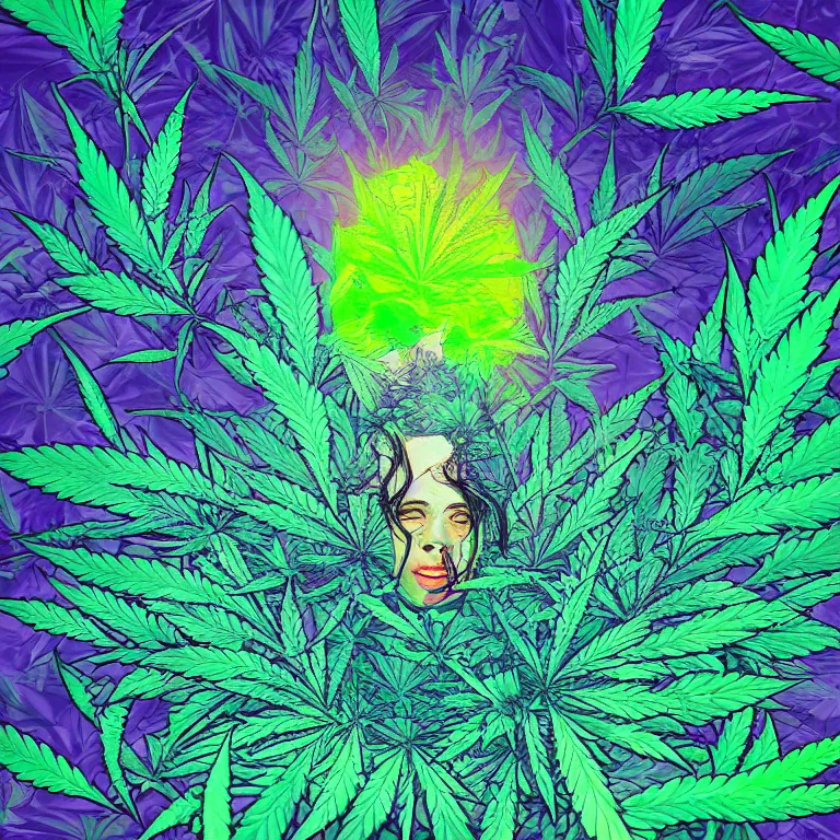 Image similar to cannabis hallucination of your own body crushing into a peaceful singularity, fantasy, digital art, trending on artstation