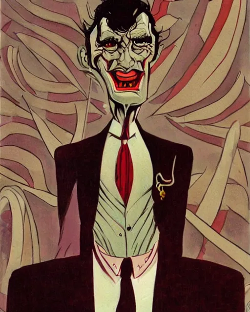 Image similar to sinister male antagonist in suit, wealthy high - rise apartment, artwork by ralph bakshi