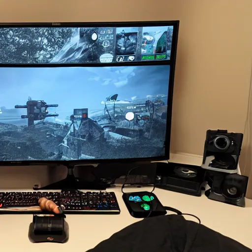 a camera photo of a gaming setup, Stable Diffusion