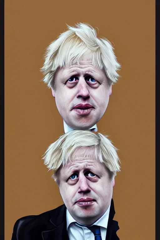 Image similar to extremely derpy looking boris johnson portrait, created by Martine Johanna