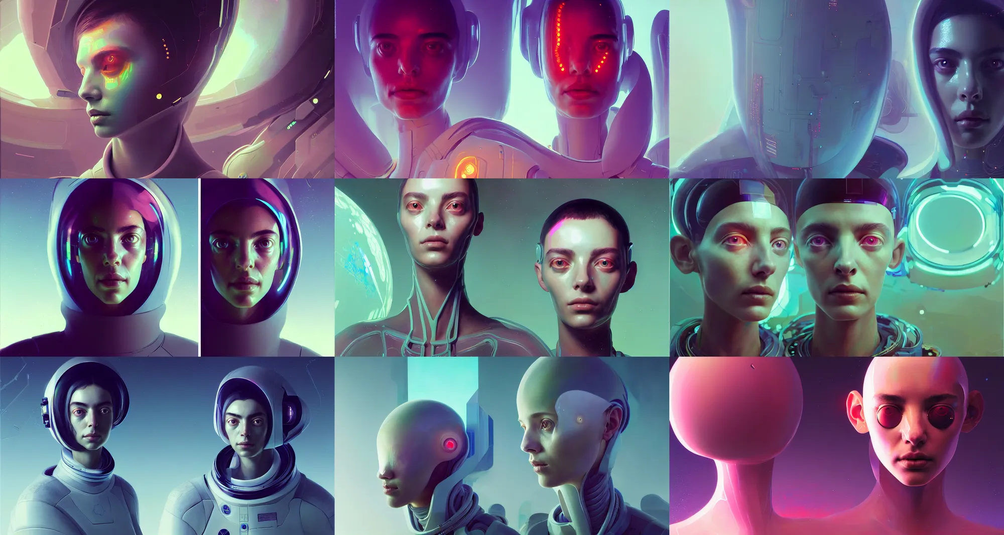 Prompt: portrait of yael shelbia, venus squid astronaut, intricate design details. cyberpunk symmetrical facial, by ruan jia and beeple. smooth gradients, deep space.