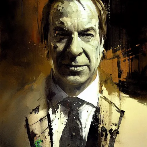 Image similar to saul goodman portrait painted by jeremy mann