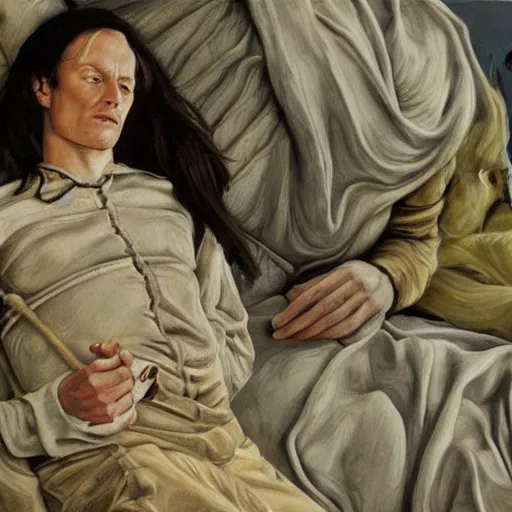 Prompt: high quality high detail painting by lucian freud, hd, arwen from lord of the rings