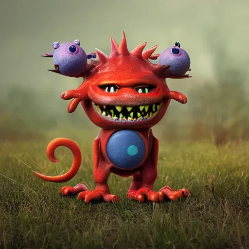 Image similar to autochrome photo of cute monster toy by Chris Ryniak, realistic, octane render