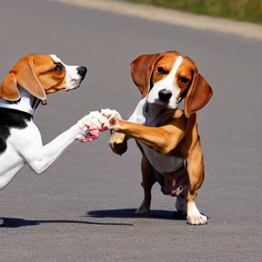 Image similar to beagle dog's fist fighting each other