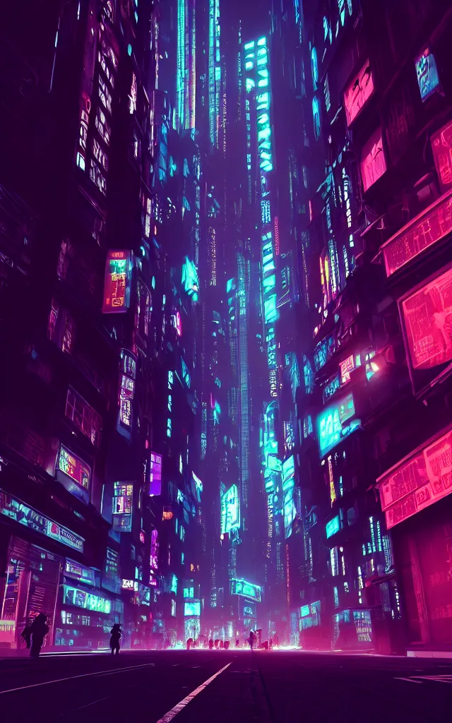 Image similar to 3 d render of a magnificent dark neon futuristic cyberpunk city bustling street at night cyberart by liam wong in the film akira rendered in octane, trending on cgsociety, blender 3 d