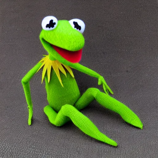 Prompt: kermit the frog sock puppet, photorealistic, very detailed, 4 k