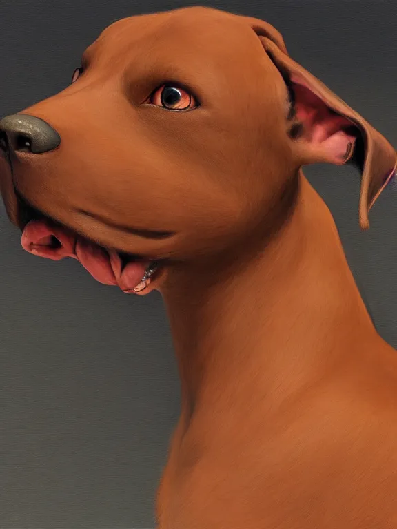 Prompt: a brown pitbull sonic oc, fursona, side view, oil painting, high resolution, by ilya kuvshinov, sonic oc, brown fur, furry, greg rutkowski and makoto shinkai