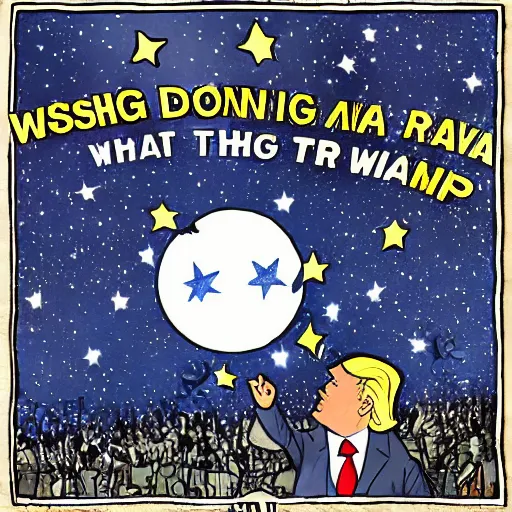 Image similar to wishing upon a star but then its just donald trump descending from heaven