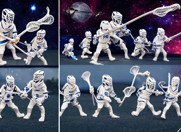 Image similar to photo of the lacrosse team, playing intergalactic championship, in space, versus chitauri, highly detailed, 8k, intricate, sony a7r iv 55mm, award winning.