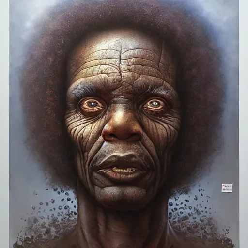 Prompt: The oracle of trees by Tomasz Alen Kopera, blind brown man, full figure portrait, masterpiece