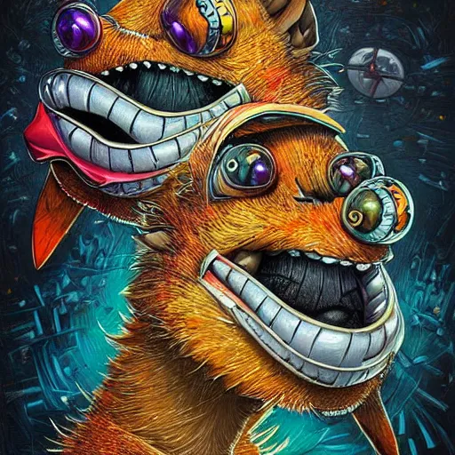 Image similar to itchy and scratchy by android jones, trending on artstation