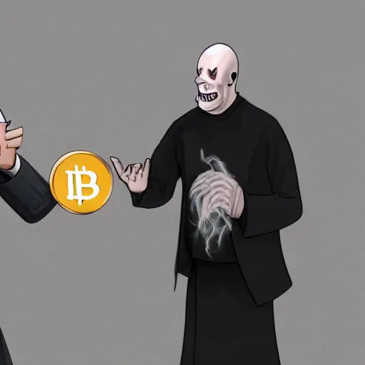 Prompt: Voldemorte reacts to receiving cryptocurrency