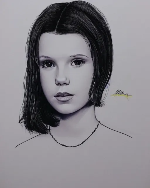 Image similar to pen portrait of millie bobby brown