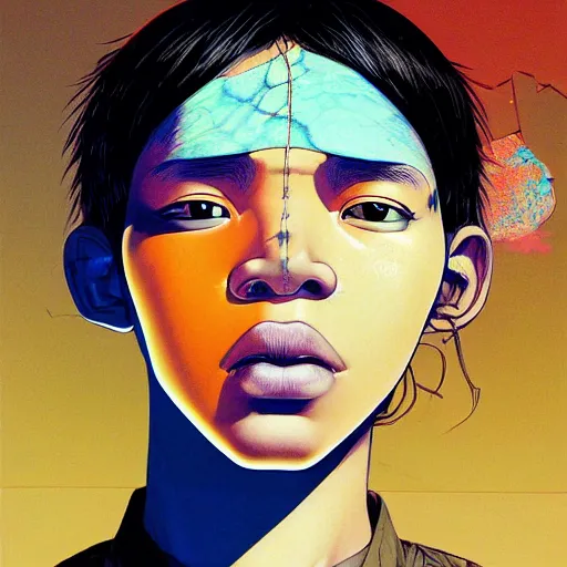 Prompt: teenager citizen portrait soft light painted by james jean and katsuhiro otomo and erik jones, inspired by nigerian anime, smooth face feature, intricate oil painting, high detail illustration, sharp high detail, manga and anime 1 9 9 9