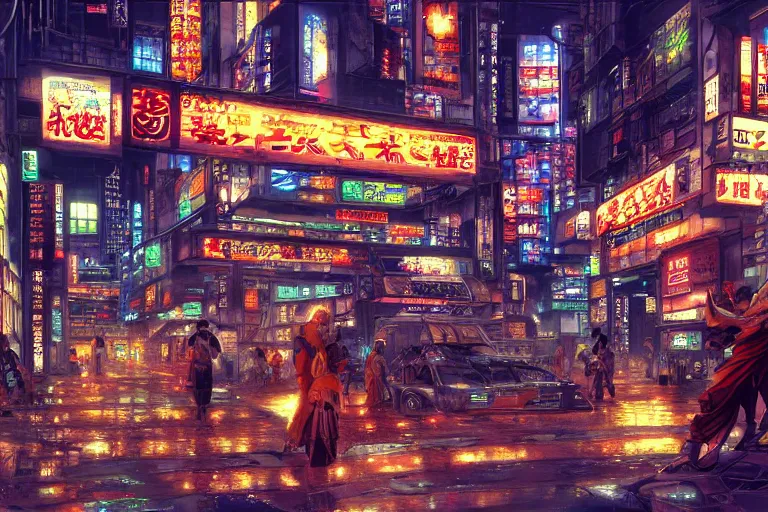 Image similar to Interior of a Japanese cyberpunk city, by Jeff Easley, trending on artstation