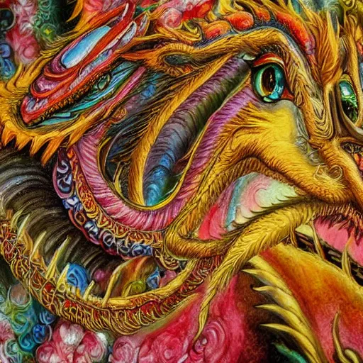 Image similar to beautiful close up chinese dragon face detailed painting in the style of josephine wall 4 k