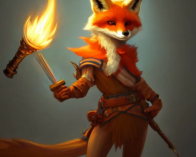 Prompt: a cheeky school oy fox from final fantasy, holding a torch, deep focus, d & d, fantasy, intricate, elegant, highly detailed, digital painting, artstation, concept art, matte, sharp focus, illustration, hearthstone, art by artgerm and greg rutkowski and alphonse mucha