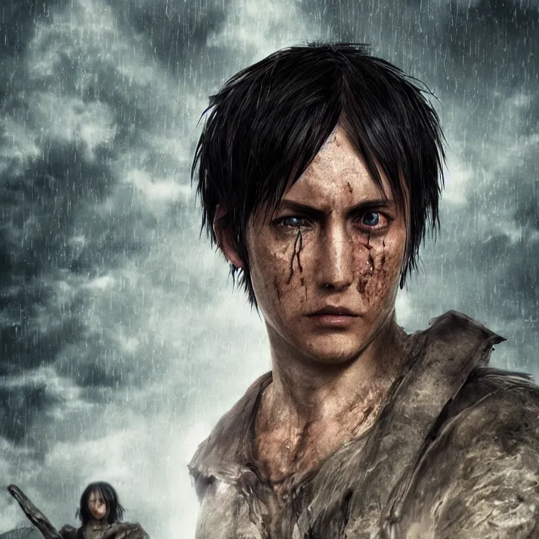 eren yeager as a death stranding character, beautiful | Stable Diffusion