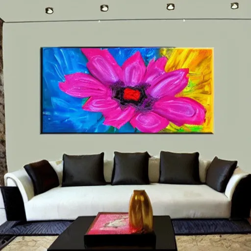 Image similar to award-winning large colorful abstract flowers art painting