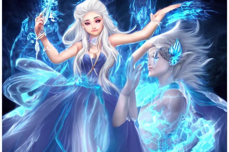 Image similar to ice goddess freezing fire goddess