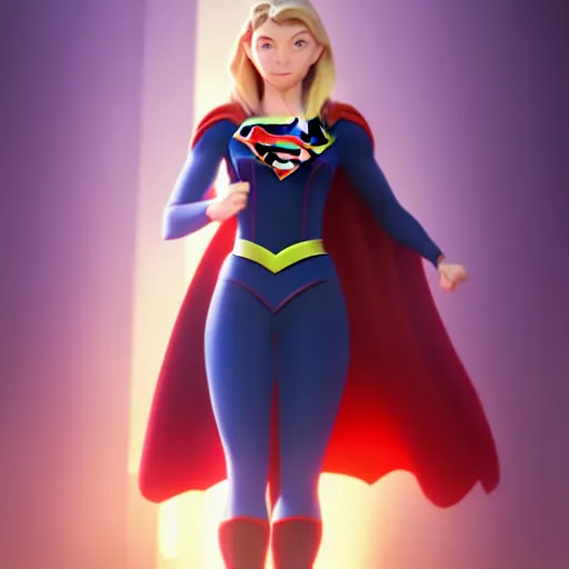 Image similar to a wholesome animation key shot natalie dormer as supergirl, studio ghibli, pixar and disney animation, sharp, rendered in unreal engine 5, anime key art by greg rutkowski, bloom, dramatic lighting