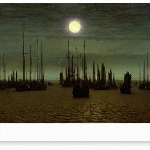 Prompt: sky galleons of mars, john atkinson grimshaw