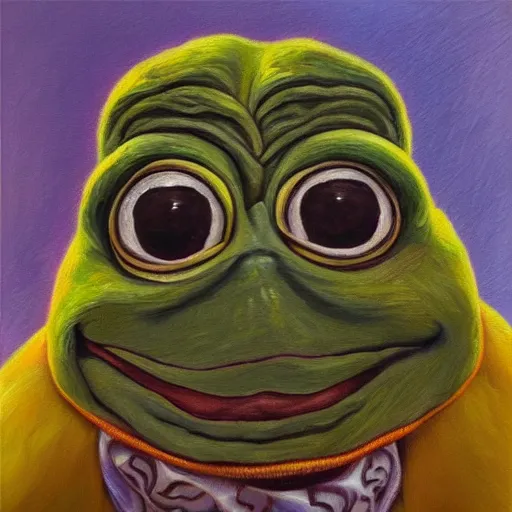 Image similar to pepe the frog is surrounded by beautiful women, oil painting, highly detailed, 4 k