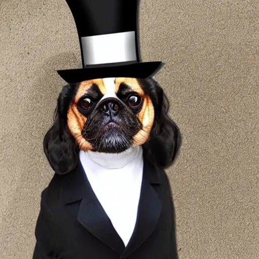 Image similar to funny looking dog wearing a top hat