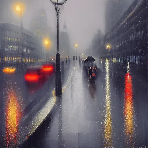Image similar to a rainy night in London by Joseph Zbukvic