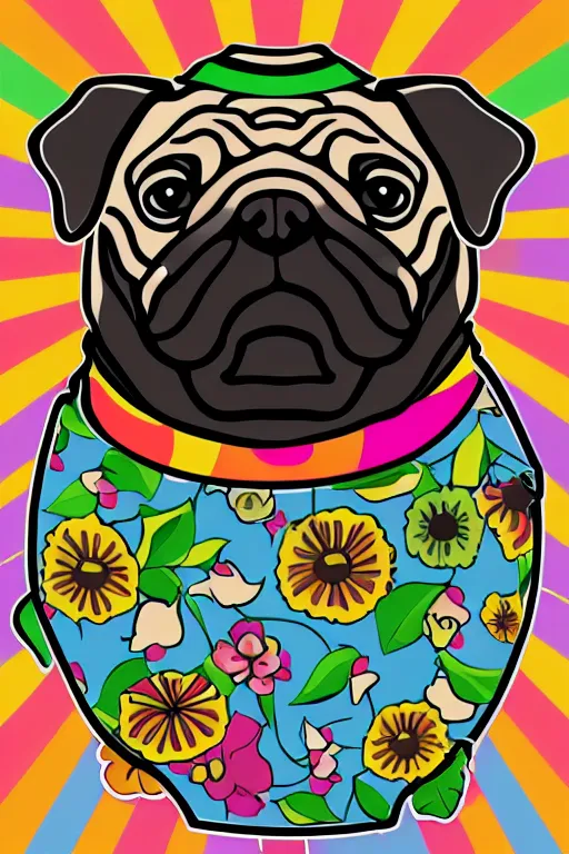 Image similar to Portrait of a pug as the pope, sticker, colorful, illustration, highly detailed, simple, smooth and clean vector curves, no jagged lines, vector art, smooth