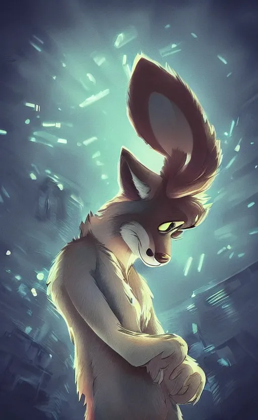 Image similar to “wolf in the style of zootopia in a dark room, trying to avoid lasers, cinematic, dramatic in the style of zootopia”