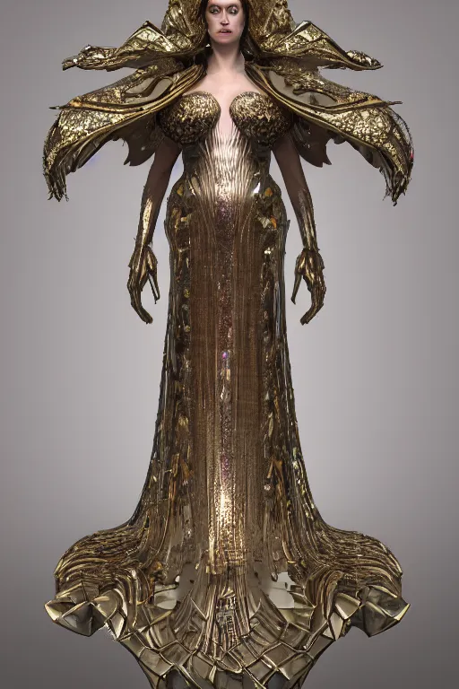 Image similar to a highly detailed medium shot 8 k render portrait of an alien goddess eva green in iris van herpen dress schiaparelli armor in diamonds and lots of jewelry in style of alphonse mucha trending on artstation made in unreal engine 4