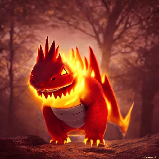 Image similar to national geographic photo of charmeleon, pokemon in the wild, intricate, portrait, 8 k highly professionally detailed, hdr, cgsociety