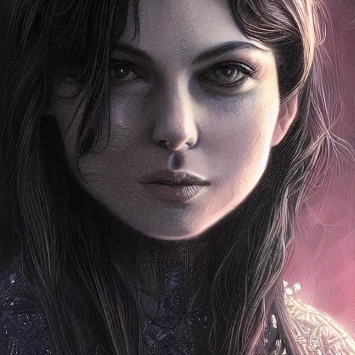 Prompt: a portrait of mazzy star as a sorceress, urban motifs, intricate, elegant, highly detailed, digital painting, trending on artstation, concept art, smooth sharp focus, illustration, art by artgerm and greg rutkowski