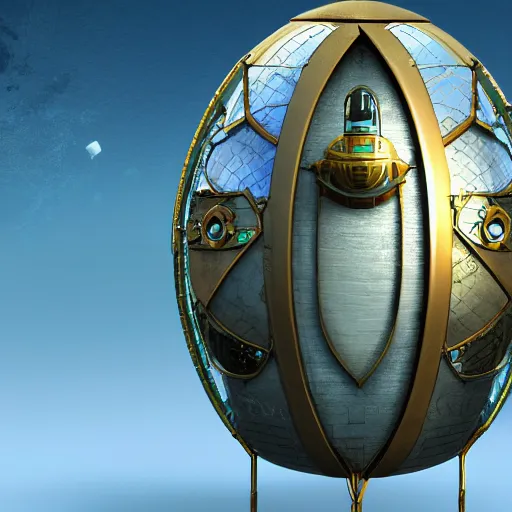 Image similar to streampunk city in a gigantic faberge egg, sky, steampunk, fantasy art, unreal engine,