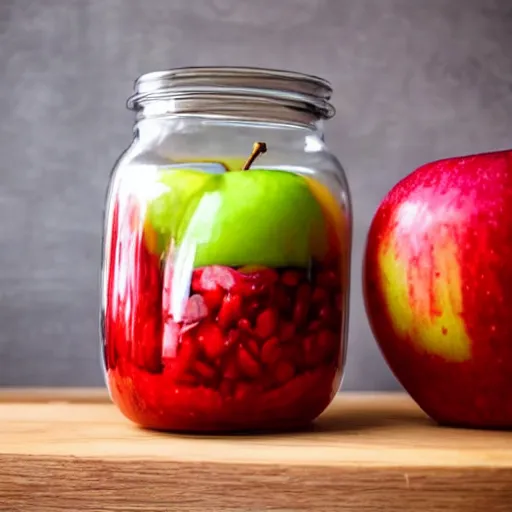 Image similar to an apple inside a jar