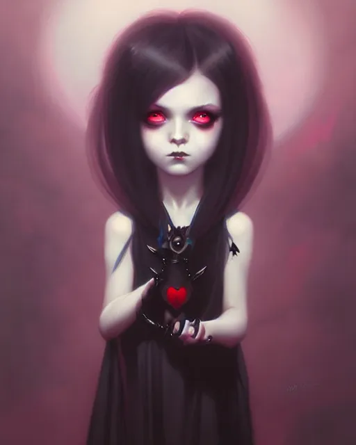 Prompt: portrait of cute goth girl, by peter mohrbacher and ilya kuvshinov