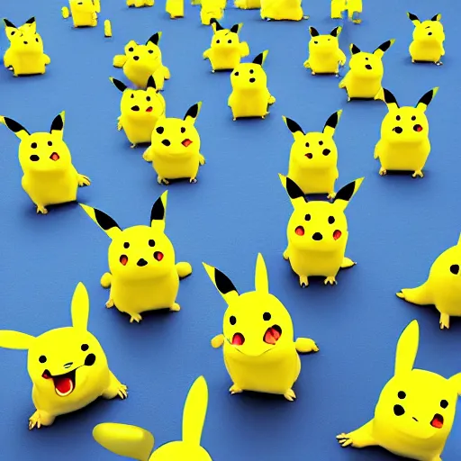 Prompt: five million pikachus attacking the world