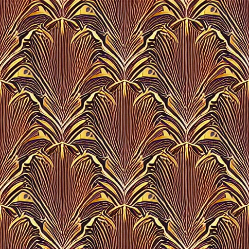 Prompt: symmetry, repeating pattern. seamless gold bordeaux leaf. wall paper. art deco