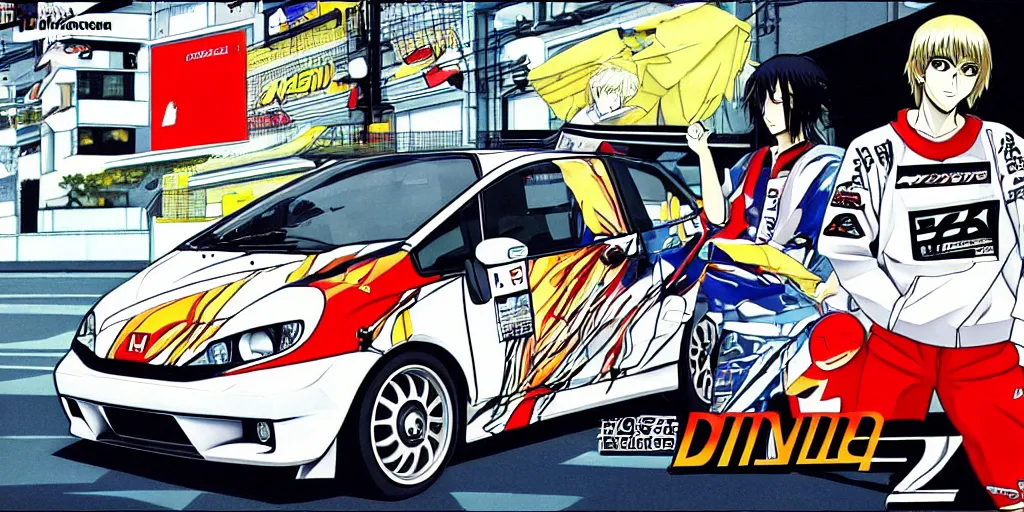 Image similar to honda jazz 2 0 0 6 initial d, anime art