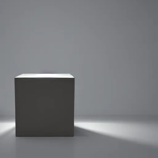 Image similar to a cube in a room with one light, octane render