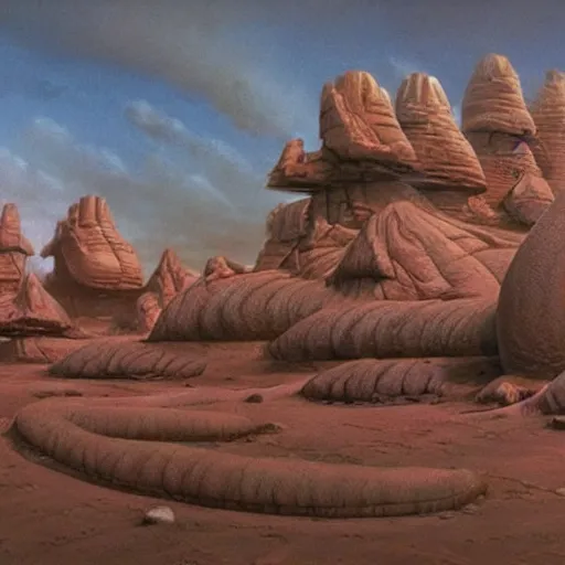 Image similar to finely detailed photorealistic exotic alien landscape by John Schoenherr and Jim Burns