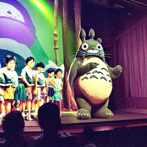 Prompt: “ animatronic stage show with totoro ”