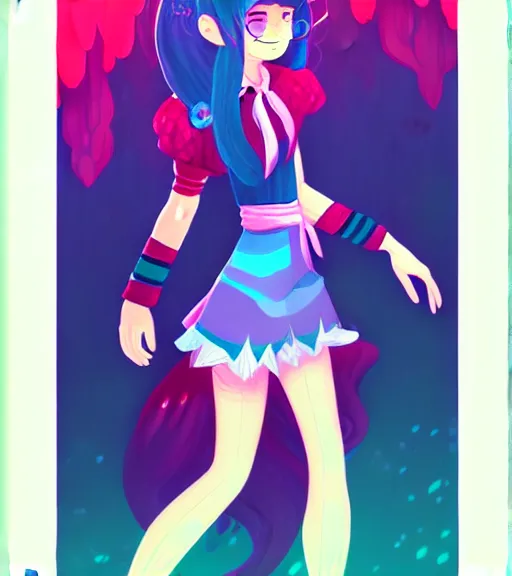 Image similar to female character inspired by 9 0's fashion and by madeline from celeste, art by rossdraws