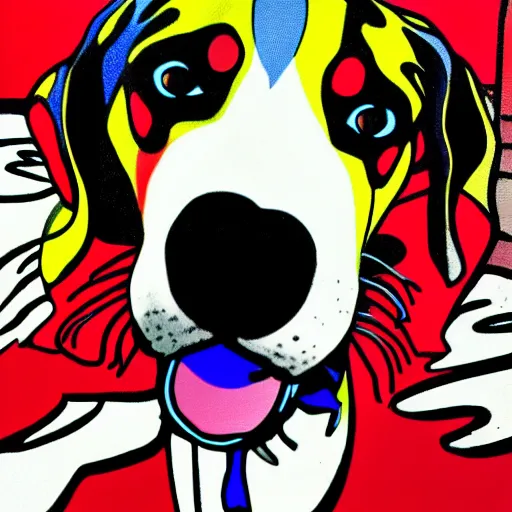 Prompt: Roy Lichtenstein lsd dog