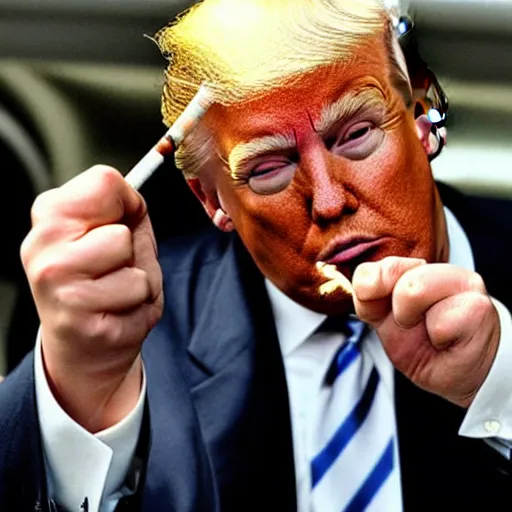 Image similar to a photo of donald trump smoking a cigarrette